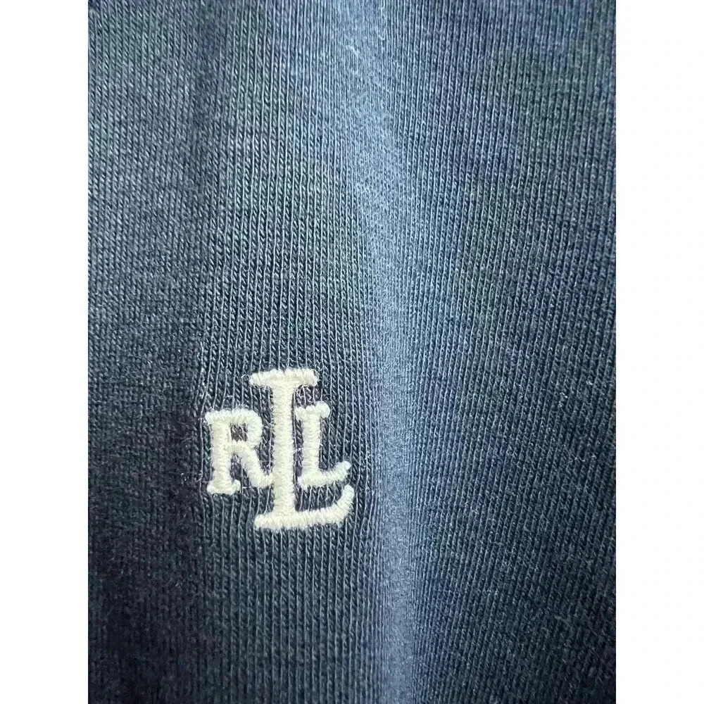Lauren Ralph Lauren Navy Blue Cotton Long Sleeve Shirt Round Neck Logo Tee XL - Picture 5 of 6